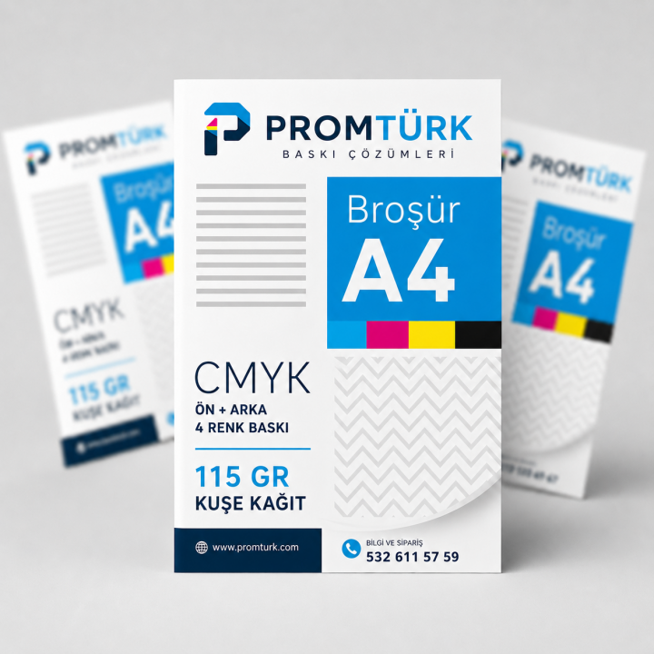 A4 Broşür Baskı 115 gr Kuşe Ön Arka 4 Renk Baskılı Broşür
